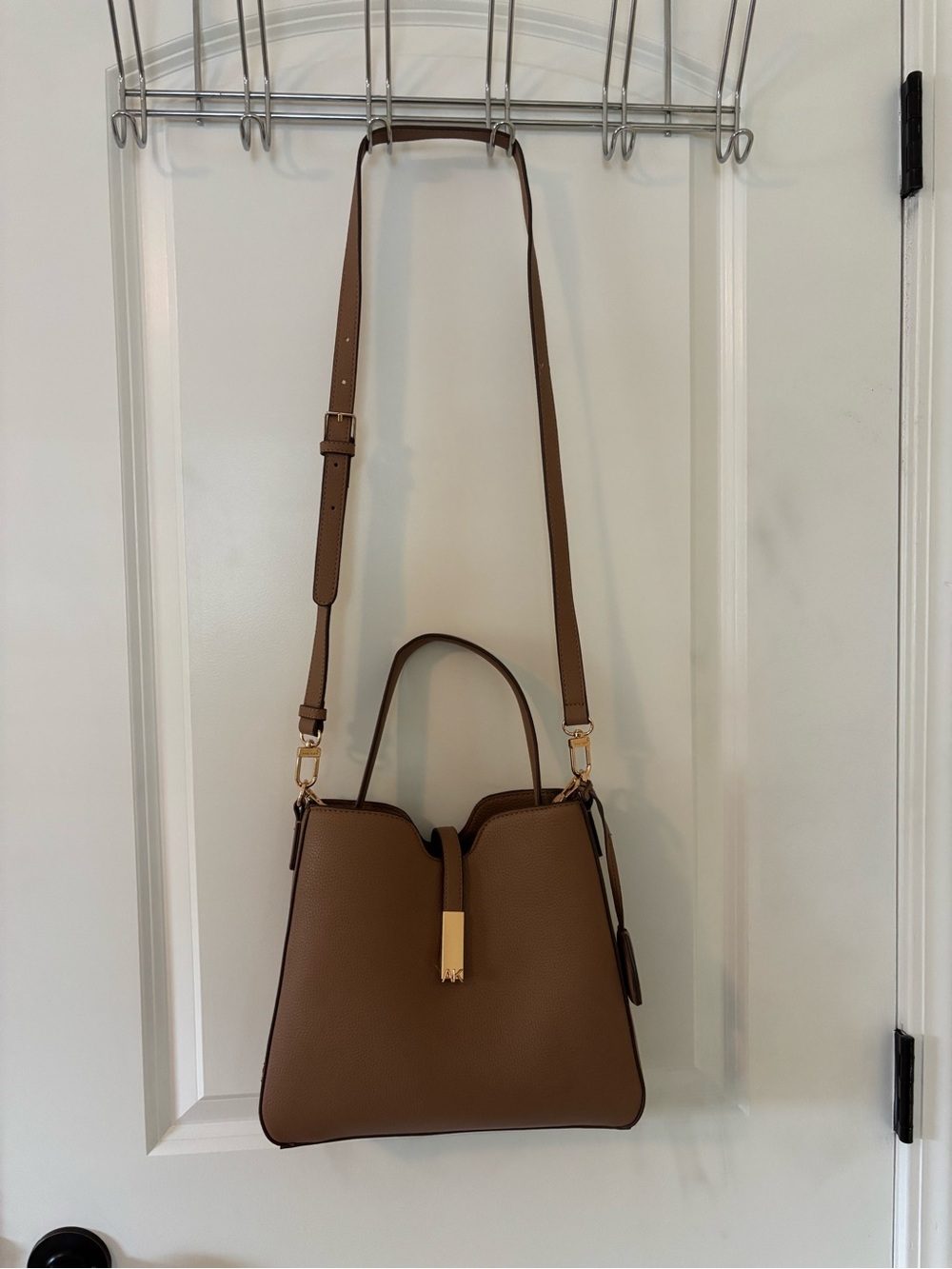 Anne Klein Brown Shoulder Bag with Gold Accent